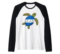 Tortue de mer Drapeau Honduras Coquillage Manche Raglan