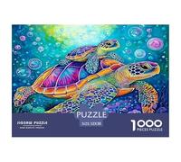 Tortue de mer Jigsaw Puzzle 1000 Pièces Adapter Les Adultes Ou Les Familles Ensemble Animaux Marins Puzzles Difficiles Cadeaux pour Adultes 100% Carton Recyclé Puzzle Décoratif 52x38cm/1000pcs