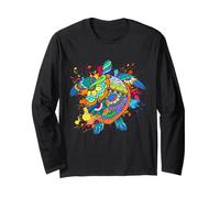 Tortue de mer Mandala coloré océan Faune Sauvage Art Abstrait Manche Longue