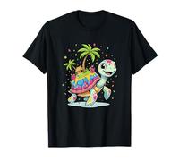 Tortue de mer Mignonne avec île Tropicale T-Shirt