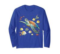 Tortue de mer nageant avec des poissons tropicaux Ocean Reef Art Manche Longue