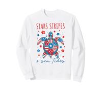 Tortue de mer Patriotique étoiles Rayures marées de mer Art côtier Sweatshirt