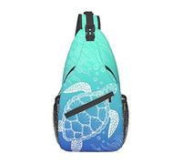 Tortue de mer Sling Bag Crossbody Backpack Sea Turtle in Line Art Style Hand Drawn Ocean Animal Sea Fish Sports Voyage Randonnée Daypack Underwater World Print Chest Bag Sac à bandoulière pour Femmes