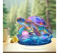 Tortue de mer sur une vague océanique, en acrylique, décoration de bureau, adaptée pour la décoration de la maison ou du bureau. Idée cadeau : Halloween, Noël, anniversaire, anniversaire de mariage