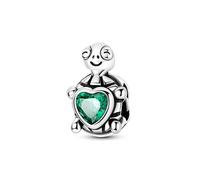 Tortue de mer verte étreignant la breloque en perles de cœur d'amour, breloque de bracelet en perles, convient aux bracelets de 3 mm à 4,5 mm