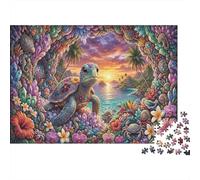 Tortue de merPuzzle DIY 1000 Pièces Crystal Cave Coral pour Grands-Parents Amélioration De La Mémoire Renforcement Familial Cadeau De Noël 52x38cm/1000pcs