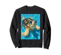 Tortue drôle avec Lunettes de Soleil Cool été Animal Natation Sweatshirt