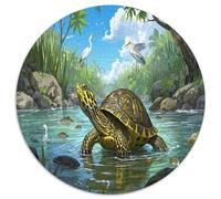 Tortue du Temple à tête Jaune 1000 Piece Puzzle Rond, pour Enfants Adulte Éduchatif Unique Jigsaw pour La Famille Amis De Qualité Supérieure 1000pcs (67.5x67.5cm)