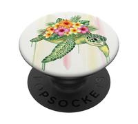 Tortue Florale hawaïenne Tropical Beach Vibes PopSockets PopGrip Adhésif