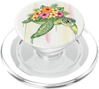 Tortue Florale hawaïenne Tropical Beach Vibes PopSockets PopGrip pour MagSafe