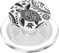 Tortue hawaïenne d'été et motif floral style tortue PopSockets PopGrip pour MagSafe