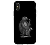 Tortue Jouant Saxophone Jazz Musique Amoureux des reptiles Coque pour iPhone X/XS