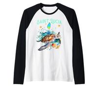Tortue Marine De L'île De Sainte-Lucie Homme Femme Enfant Manche Raglan