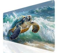 Tortue Marine Tapis de Souris Gaming XXL 700 x 400 x 3 mm, Vert Grand Tapis de Souris Lavable à Bords Cousus, Mouse Pad Base en Caoutchouc Antidérapante pour Le Bureau et la Maison Claviers FR-3906
