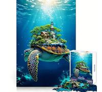 Tortue Marine transportant Une île sur sa Carapace Puzzle de 1000 pièces Monde sous-Marin Jouet Intelligent et Amusant Bords Lisses pour Les fêtes (50x75cm)