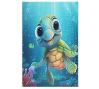 Tortue Mignonne 1000 Pièces Puzzle en Bois pour Adultes Enfants, Puzzles Impossible, Jeu D'adresse pour Toute La Famille, （78×53cm）
