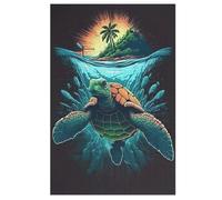 Tortue Mignonne Puzzle De 1000 Pièces en Bois pour Enfants Adultes, Puzzles en Matériau Recyclé De Qualité Supérieure 78×53cm