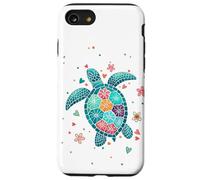 Tortue mosaïque - Amour marin coloré et cœurs floraux Coque pour iPhone SE (2020) / 7 / 8