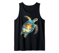 Tortue Motif Palmiers Vagues Festival été Turtle Surf Débardeur