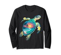 Tortue Motif Palmiers Vagues Festival été Turtle Surf Manche Longue