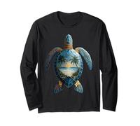 Tortue Motif Palmiers Vagues Festival été Turtle Surf Manche Longue