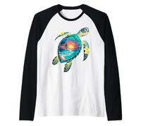Tortue Motif Palmiers Vagues Festival été Turtle Surf Manche Raglan