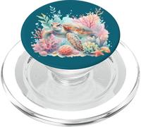 Tortue océanique entourée d'une scène de Corail PopSockets PopGrip pour MagSafe