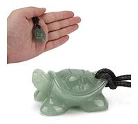 Tortue Pendentif Sculpté, Naturel Vert Jade Tortue Bijoux Collier avec LanièRe Bonne Chance Amulette BéNie pour Hommes Femmes DéCor Cadeaux
