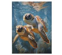 Tortue Puzzles Adulte 500 Pieces Cadeau Famille Puzzle Classique 3D EnfantsJouet en Bois Cadeau Unique 55×41cm