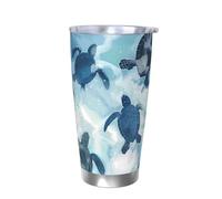 Tortue Sea Gobelet isotherme en acier inoxydable avec couvercle, porte-gobelet de voiture pour boissons chaudes et froides, 591 ml