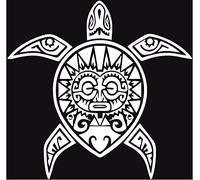 Tortue Tiki autocollant sticker adhésif - Taille : 4 cm - Couleur : blanc