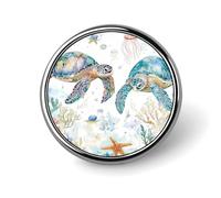 Tortues de mer Méduses Étoiles de mer Corail Badge rond en métal Motif imprimé Badge bouton Badges circulaires personnalisés 1"