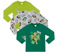 Tortues Ninja: Les Chevaliers d'ecaille - Lot de 3 - T-Shirt à Manches Longues en 100% Coton peigné - 9-10 Ans: 140cm