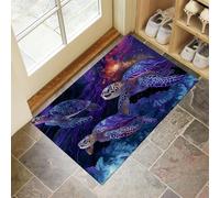 Tortues Psychédéliques Paillasson D'Entrée Discret Absorbant - 40 X 60 Cm - Doux Et Antidérapant - Animaux Marins Tapis De Sol pour Entrée d'animaux Domestiques, Cuisine, Salle De Bain - Violet Foncé
