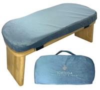 Tortuga - Banc de méditation - 100% Bambou Biologique - 46x18x15cm - Bleu - Pack Complet: Sac de Transport, Coussin Confortable - Tabouret de méditation Ergonomique Pliable - Améliore la Posture