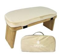 Tortuga - Banc de méditation - 100% Bambou Biologique - 46x18x15cm - Crème - Pack Complet: Sac de Transport, Coussin Confortable - Tabouret de méditation Ergonomique Pliable - Améliore la Posture