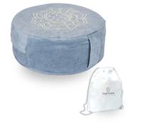 Tortuga - Coussin de méditation e Yoga - Hauteur d'assise 15 cm - Bleu - Rembourrage de blé Sarrasin - Coussin de Sol Rond - Housse en Velours Fin Facile à Laver - Améliore la Posture