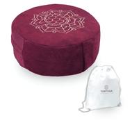 TORTUGA - Coussin de méditation e Yoga - Hauteur d'assise 15 cm - Bordeaux - Rembourrage de blé sarrasin - Coussin de Sol Rond - Housse en velours fin facile à laver - Améliore la posture