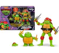 TORTUGAS NINJA Pack d'évolution Raphael, Comprenant Une Tortue pré-Mutation, Une Figurine de Base et Un Raphael transformé, Un Liquide OOZE Qui Fait Briller Les Figurines, pour Enfants de 4 Ans +,