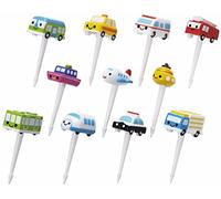 Torune P-3170 Lot de 11 Pics à Nourriture en Forme de véhicules Avion Bateau Voiture