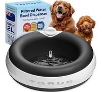Torus Pet Maxi Filtered Water Bowl (Charcoal) - 2 Liter - Home and Travel Bowl - Autofill - Portable - No Spill - Antimicrobial - BPA-Free - Dog - Cat