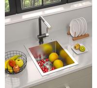 TORVA Évier de cuisine encastrable de 38,1 cm, cuve simple en acier inoxydable de calibre 16 - Barre de 25,4 cm de profondeur