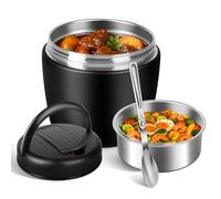 Torven Boîte Isotherme Repas Chaud 1200ml，Thermos Alimentaire Chaud avec Cuillère, Lunch Box Isotherme inox, Boite Repas Isotherme pot nomade pour enfant, adulte (Noir)
