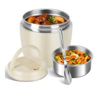 Torven Boîte Isotherme Repas Chaud 1200ml，Thermos Alimentaire Chaud avec Cuillère, Lunch Box Isotherme inox, Boite Repas Isotherme pot nomade pour enfant, adulte (Beige)