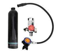 Torvex Mini réservoir de plongée, Bouteille de recycleur de réservoir d'air de Cylindre de plongée de 1 L avec Valve respiratoire de régulateur de deuxième étage en métal, Noir