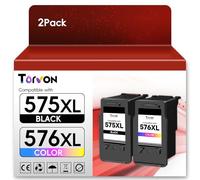 Torvon Cartouches d'encre de rechange PG-575XL CL-576XL pour imprimante Canon 575 576 pour PIXMA TS3550i TS3551i TR4750i TR4751i TS3750i TR4755i TR4756i (1 noir, 1 couleur)