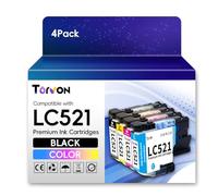 Torvon LC521 Compatible pour Brother LC521 LC521XL Cartouche (Lot de 4)