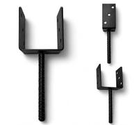 TORVON Support de poteau - 120 x 100 x 60 x 4 mm - 1 pièce à encastrer - Ancrage de poteau en forme de U - En acier S235 - Noir - Pour poteaux en bois, pergola, abri de jardin, clôture