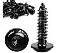 Torx Lot de 60 vis à bois M5 x 25 mm, noires, galvanisées, à tête bombée, auto-taraudeuses, avec rondelle, pour panneaux acoustiques, en acier inoxydable 304, vis à tête plate