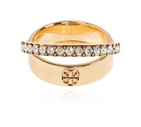 Tory Burch - Bague Ornée de Cristaux Scintillants - Femme - Accessoires - Jaune - Taille: 46 MM